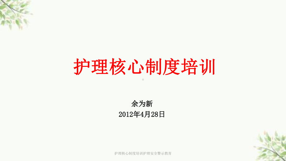 护理核心制度培训护理安全警示教育课件.ppt_第1页