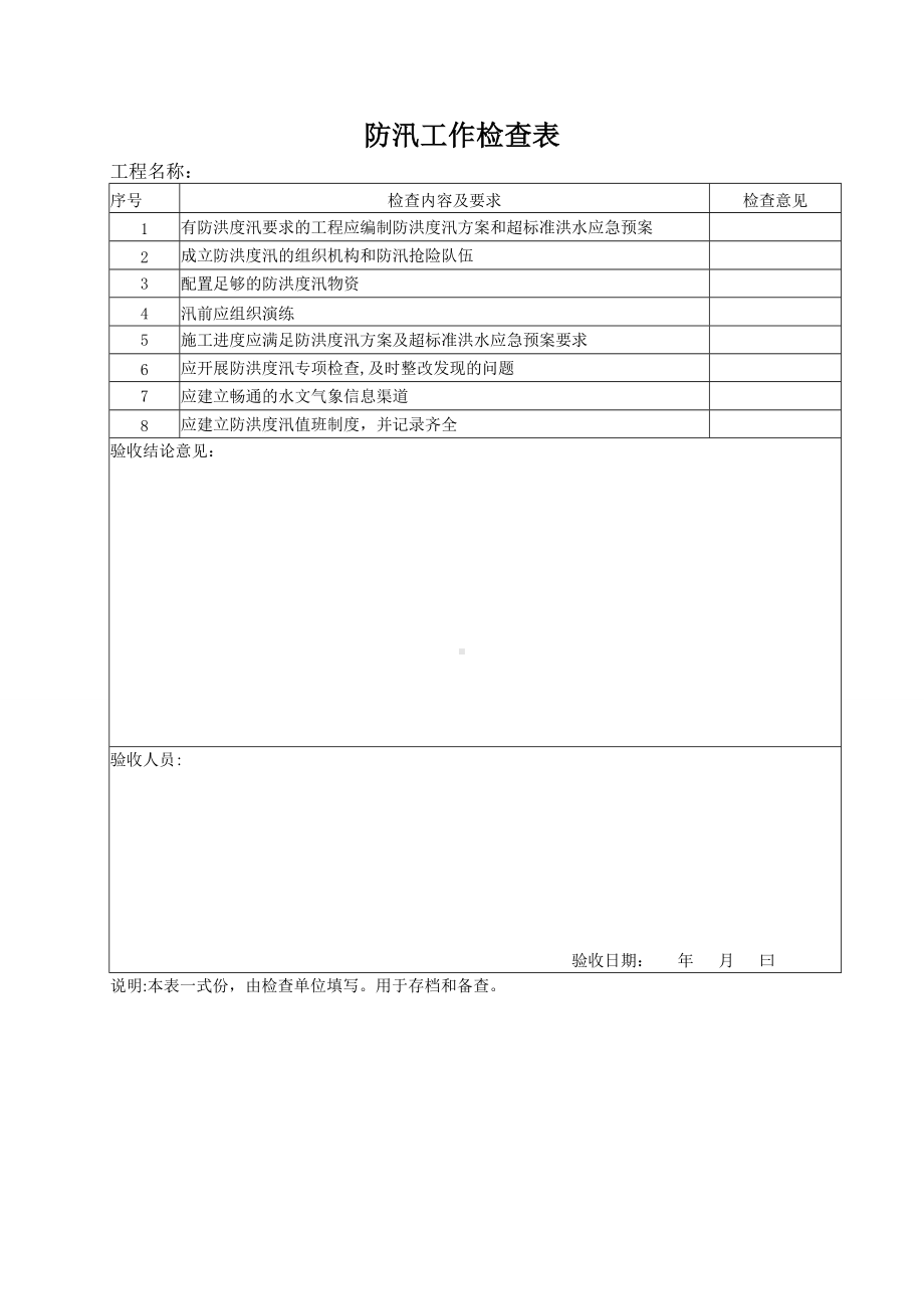 1.8防汛工作检查表参考模板范本.doc_第1页