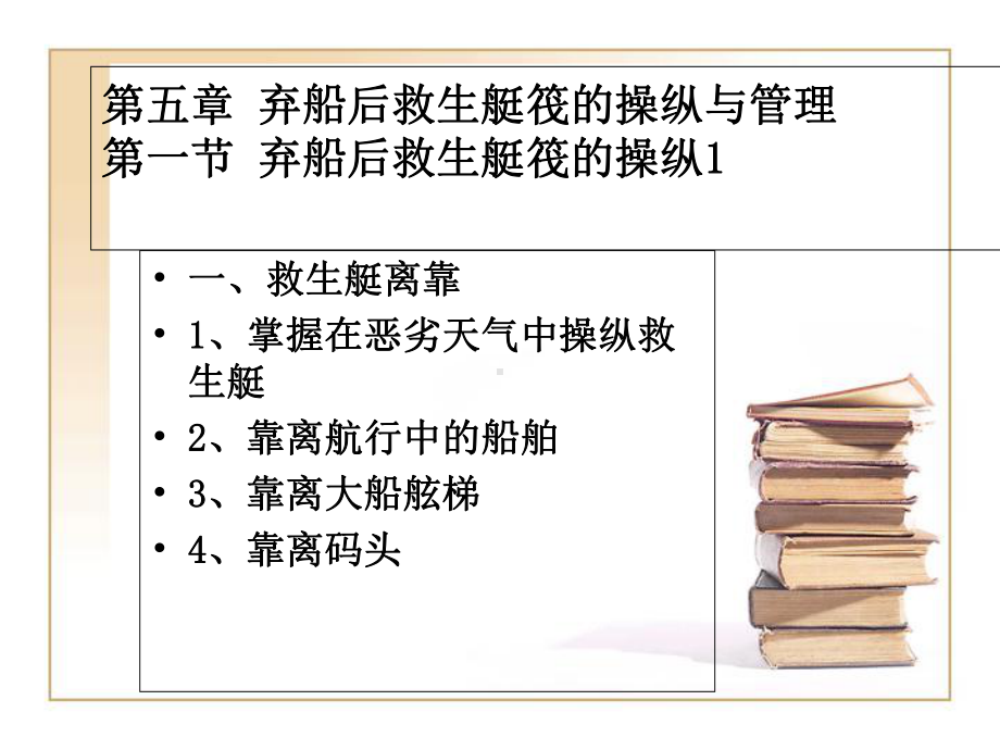 救生艇筏和救助艇操作及管理课件-第五章-弃船后救生艇筏的操纵与管理.ppt_第1页