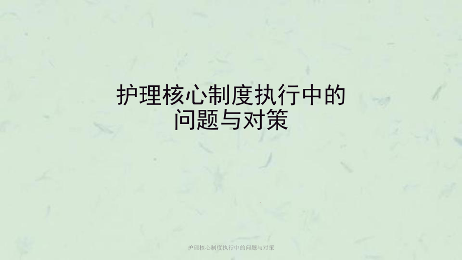 护理核心制度执行中的问题与对策课件.ppt_第1页