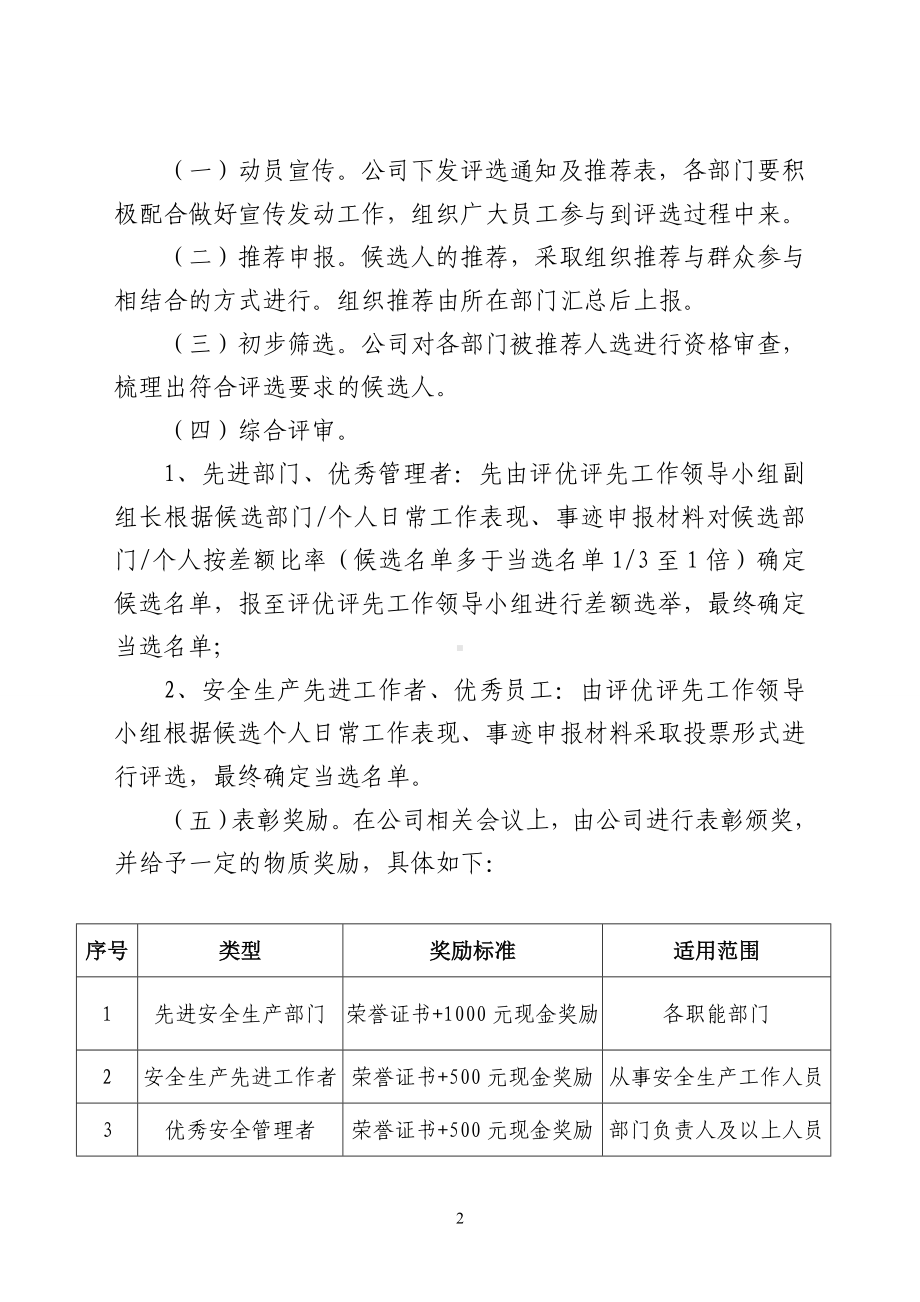 （方案）企业安全生产评优评先实施细则参考模板范本.doc_第2页