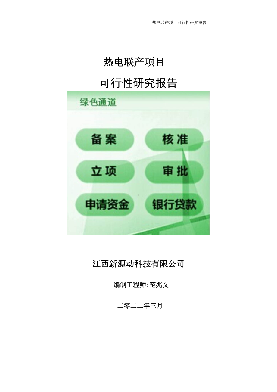 热电联产项目可行性研究报告-申请建议书用可修改样本.wps_第1页