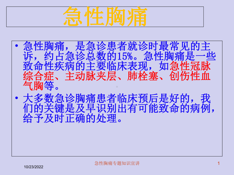 急性胸痛专题知识宣讲培训课件.ppt_第1页