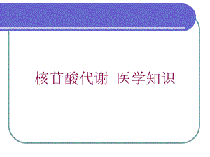 核苷酸代谢-医学知识培训课件.ppt