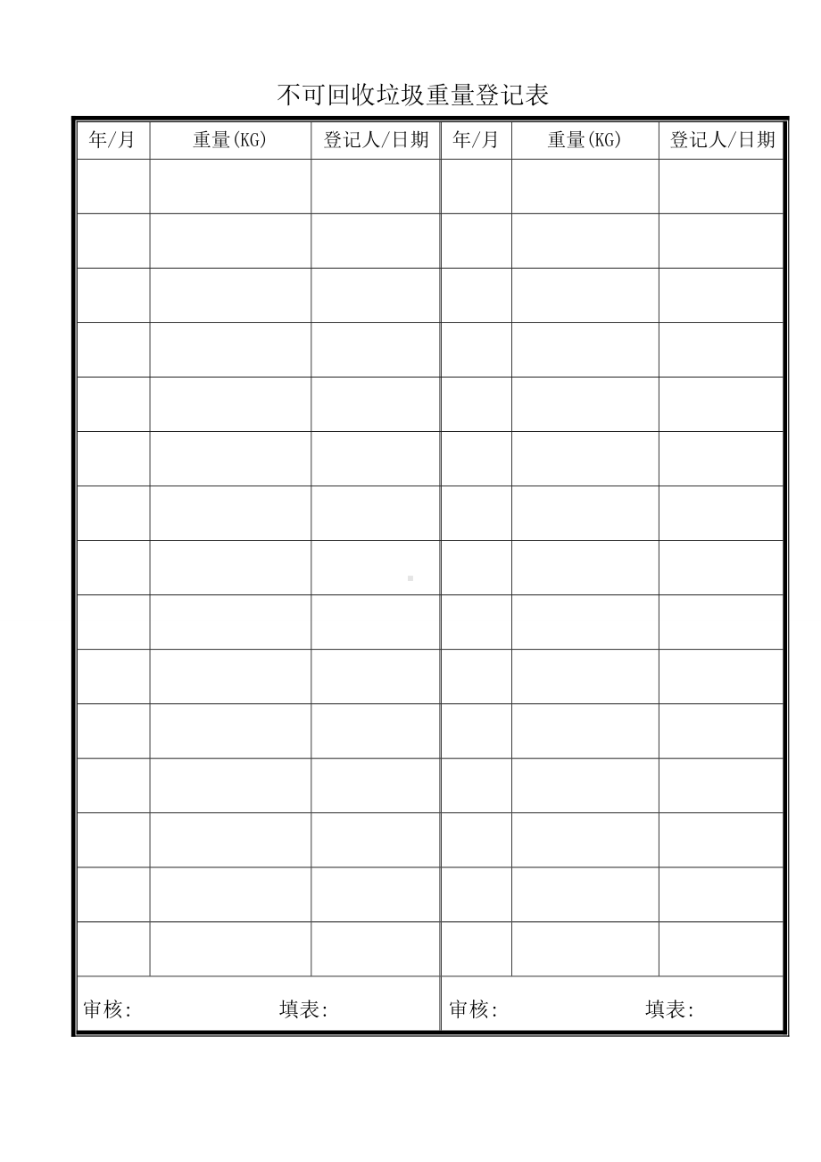 ISO14001-2015记录表单-不可回收垃圾重量登记表参考模板范本.doc_第1页