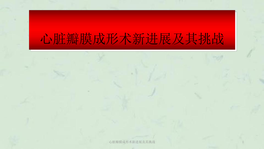 心脏瓣膜成形术新进展及其挑战课件.ppt_第1页