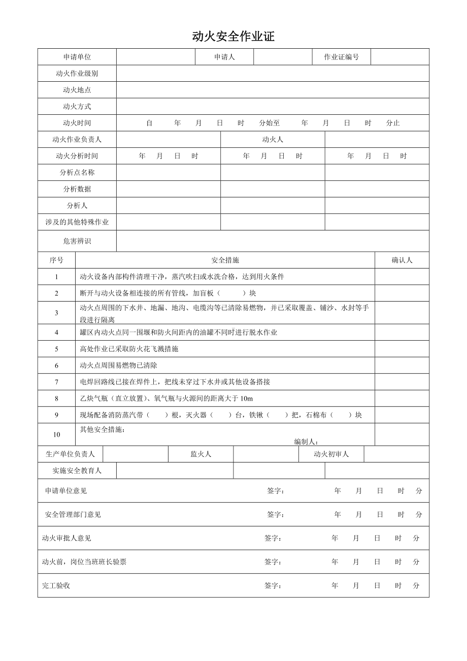 八大特殊作业票证参考模板范本.doc_第1页