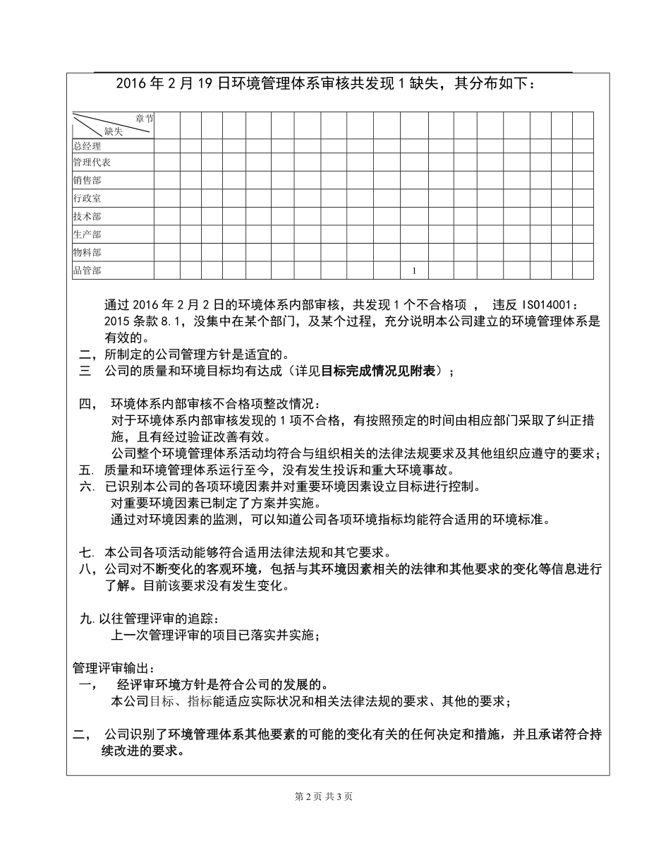 ISO14001-2015记录表单-管理评审报告参考模板范本.doc_第2页