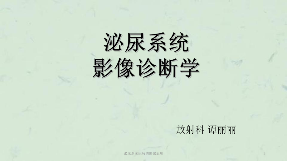 泌尿系统疾病的影像表现课件.ppt_第1页