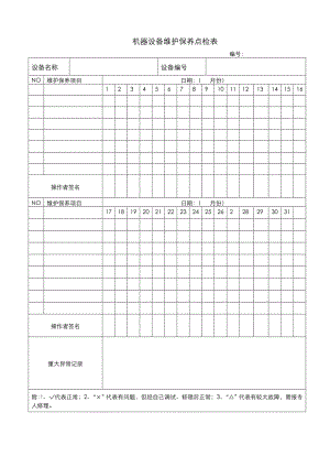 ISO14001-2015记录表单-机器设备维护保养点检表参考模板范本.DOC