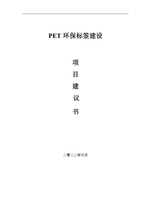 PET环保标签项目建议书（写作模板）.doc