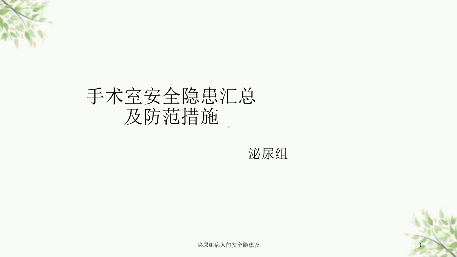 泌尿组病人的安全隐患及课件.ppt_第1页