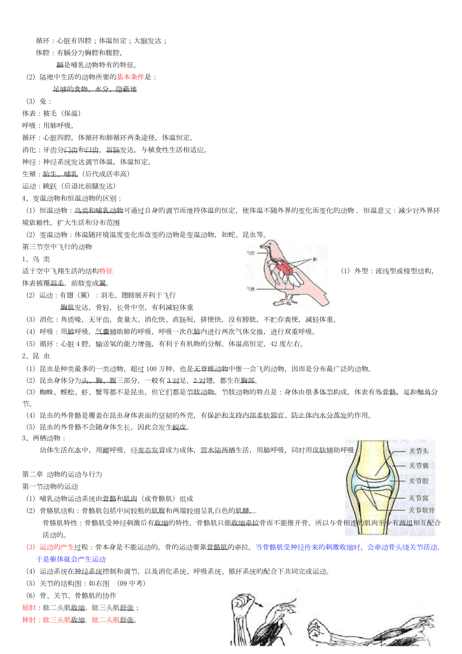 人教版八年级生物上册知识点总结(全面).doc_第2页