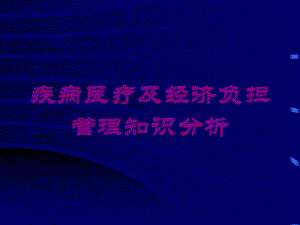 疾病医疗及经济负担管理知识分析培训课件.ppt