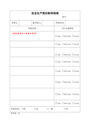 安全生产责任制考核表参考模板范本.doc