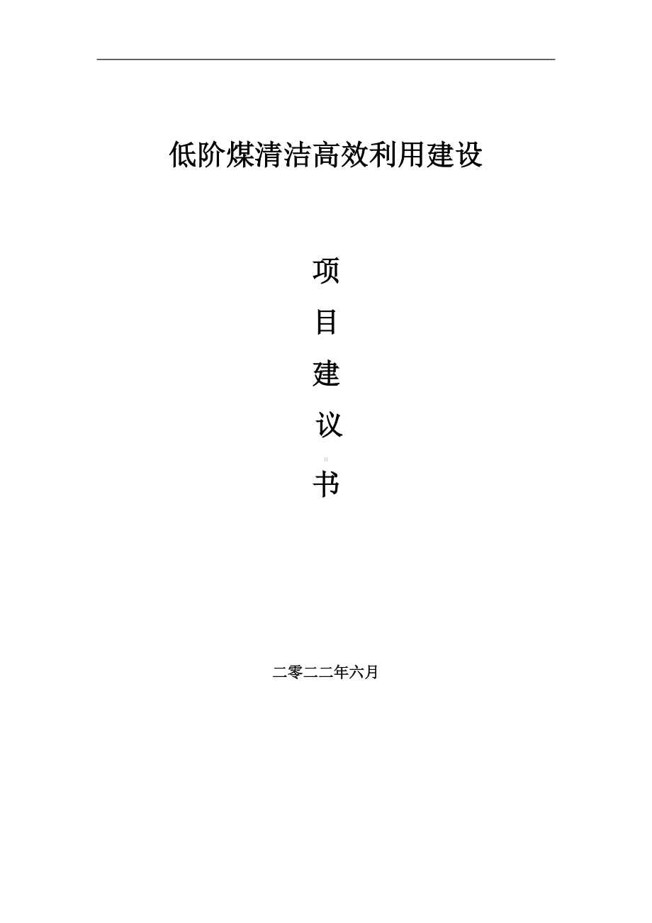 低阶煤清洁高效利用项目建议书（写作模板）.doc_第1页