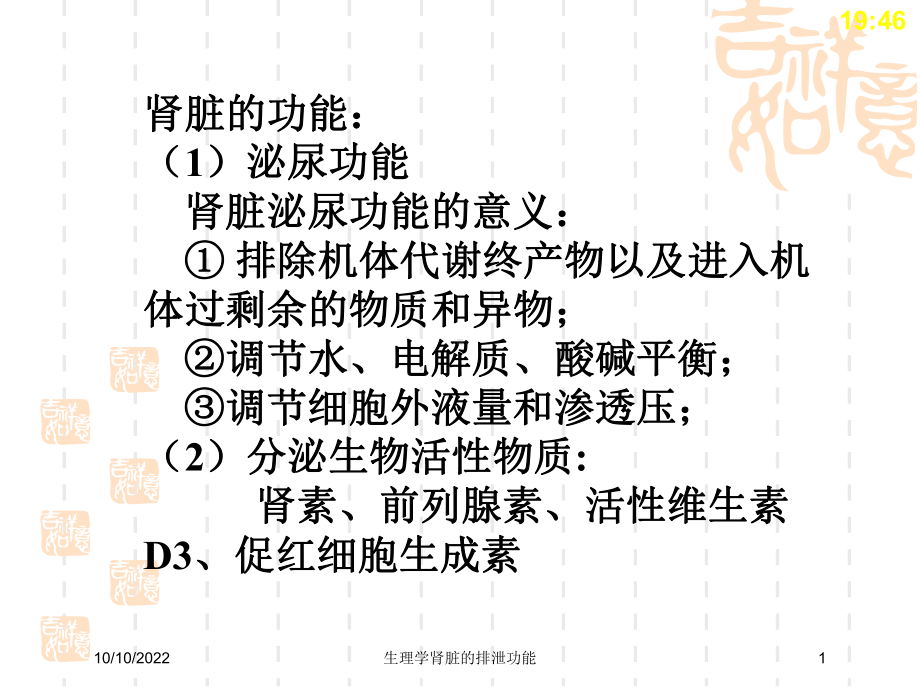 生理学肾脏的排泄功能培训课件.ppt_第1页