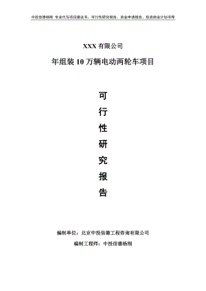 年组装10万辆电动两轮车项目可行性研究报告建议书.doc