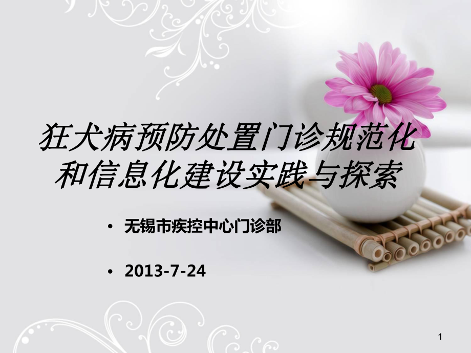 狂犬病预防处置门诊规范化和信息化建设的实践与探索潘晓雯课件.ppt_第1页