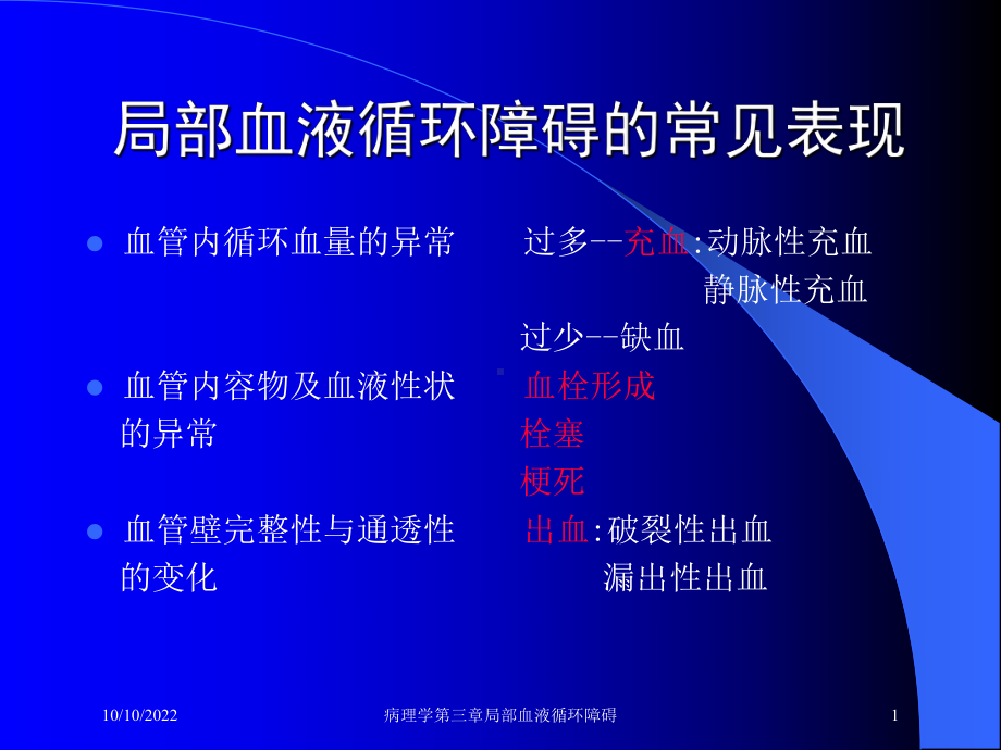 病理学第三章局部血液循环障碍培训课件.ppt_第1页