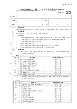 无粘结预应力工程技术交底参考模板范本.doc