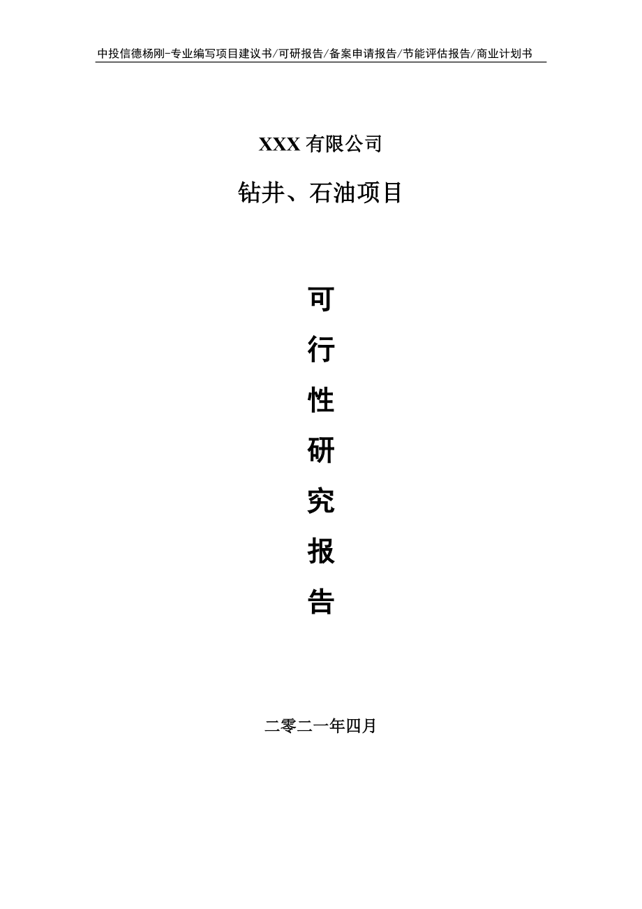 钻井、石油建设项目可行性研究报告建议书.doc_第1页