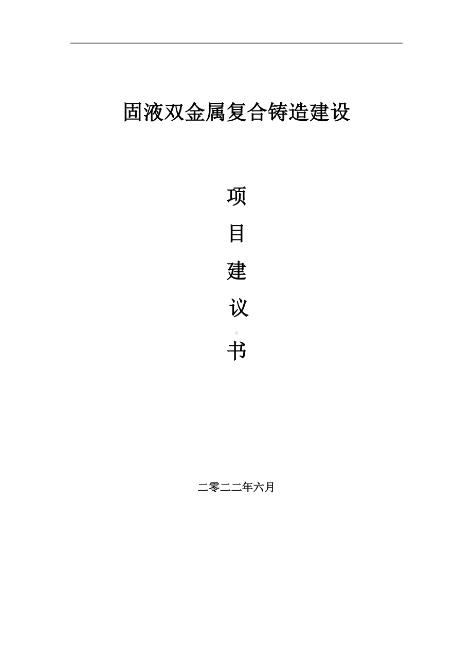 固液双金属复合铸造项目建议书（写作模板）.doc_第1页