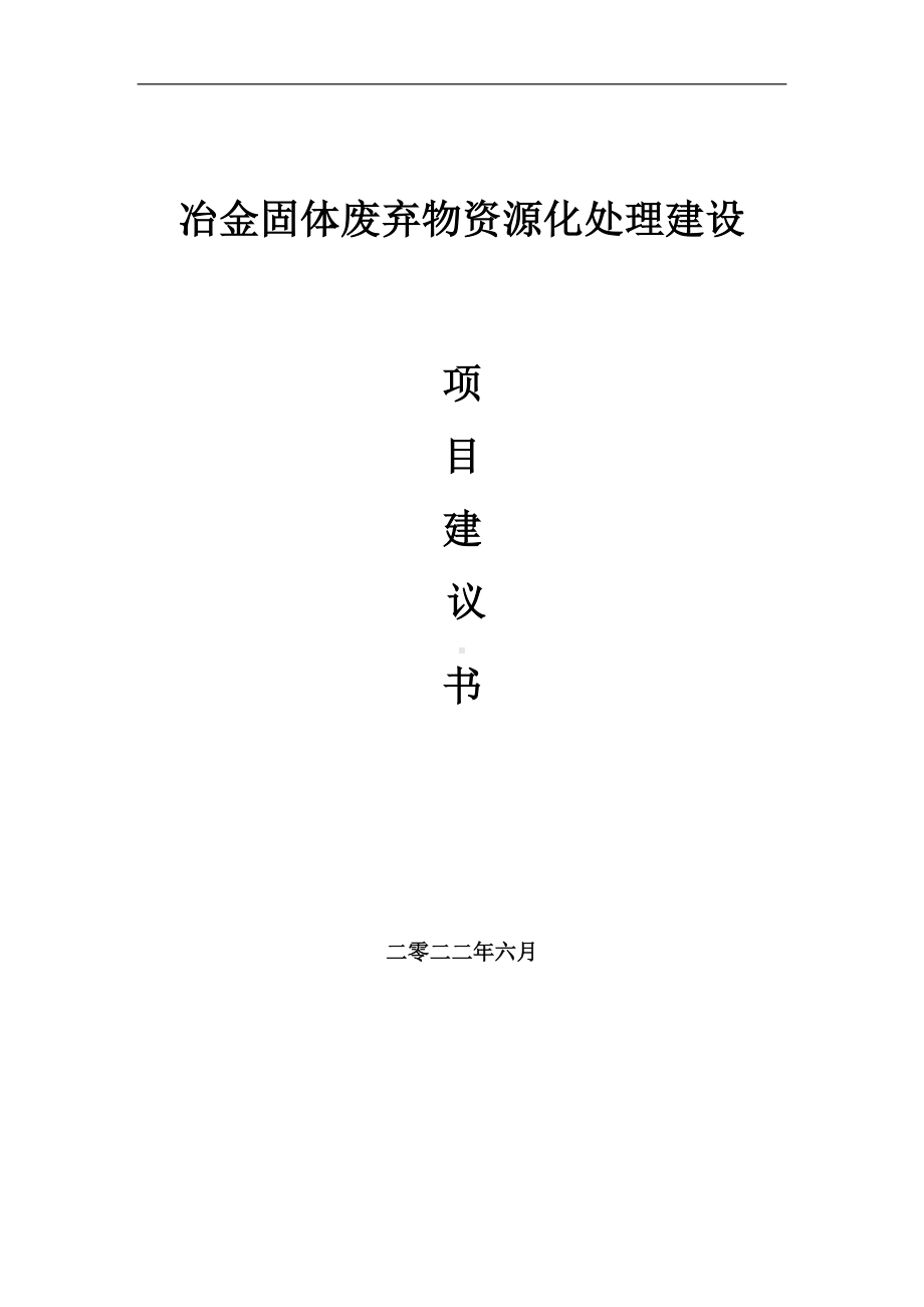 冶金固体废弃物资源化处理项目建议书（写作模板）.doc_第1页