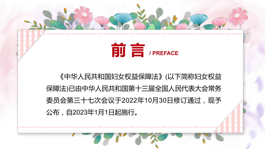 课件《中华人民共和国妇女权益保障法》全文解读2022年妇女权益保障法(ppt)模板.pptx_第2页