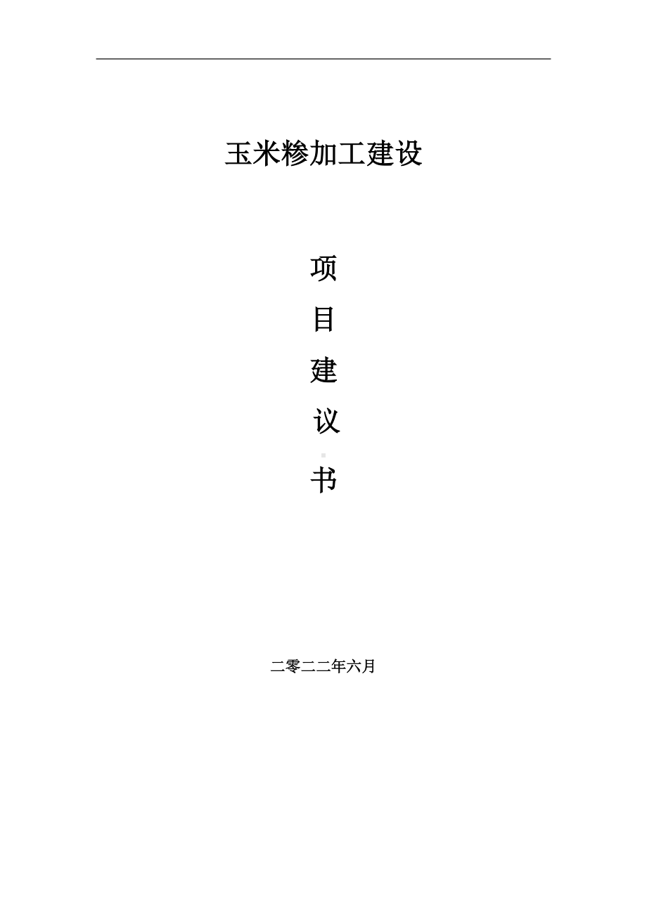 玉米糁加工项目建议书（写作模板）.doc_第1页