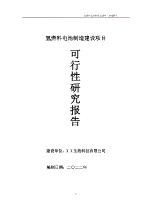 氢燃料电池制造项目可行性研究报告备案申请模板.doc