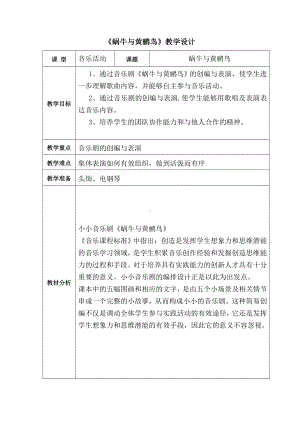 三年级下册音乐教案第四单元 活动 蜗牛与黄鹂鸟｜人教版.docx