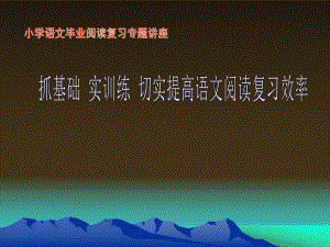 小学语文毕业阅读复习专题讲座稿 抓基础实训练切实提高语文阅读复习效率课件.ppt