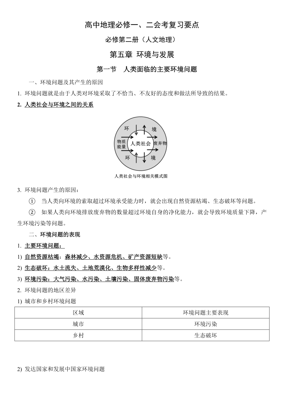 2022新人教版（2019）《高中地理》必修第二册第五章 环境与发展 知识总结.docx_第1页