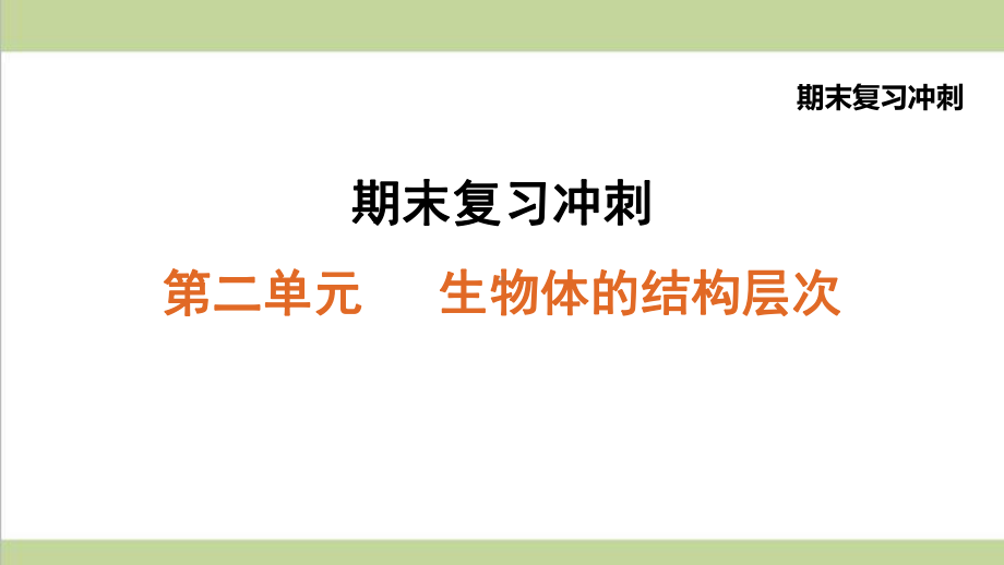 新人教版七年级上册生物 第二单元 生物体的结构层次 期末重点复习课件.ppt_第1页