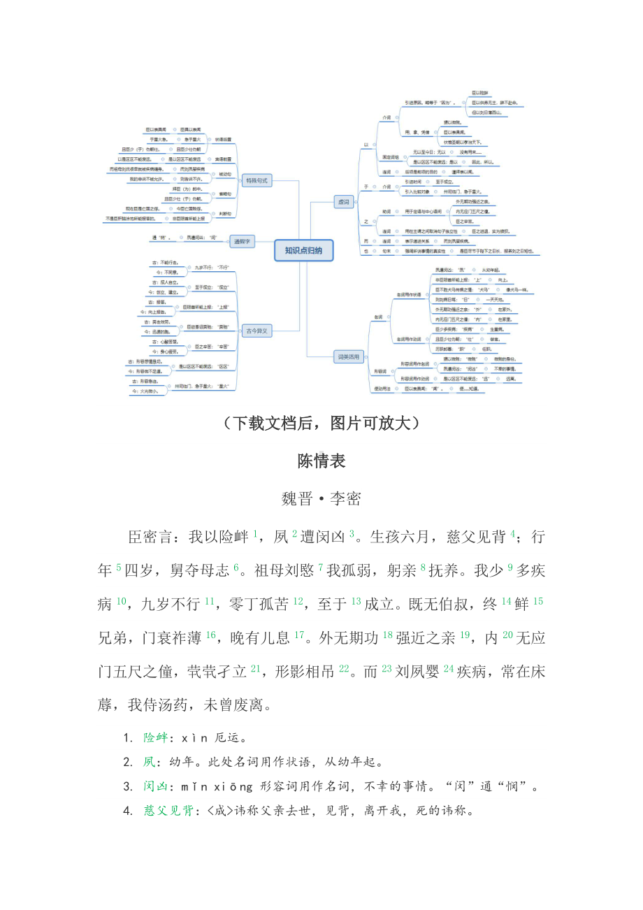 9.1《陈情表》文言知识 -统编版高中语文选择性必修下册.docx_第1页