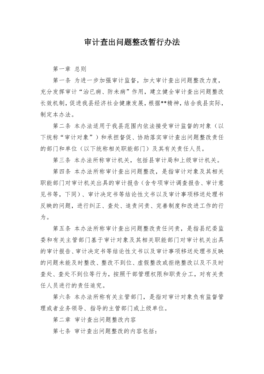 审计查出问题整改临时举措.docx_第1页