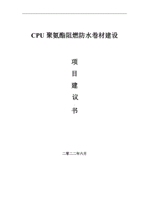 CPU聚氨酯阻燃防水卷材项目建议书（写作模板）.doc