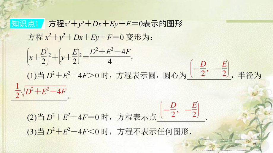 新教材人教A版高中数学选择性必修第一册242 圆的一般方程 教学课件.pptx_第3页