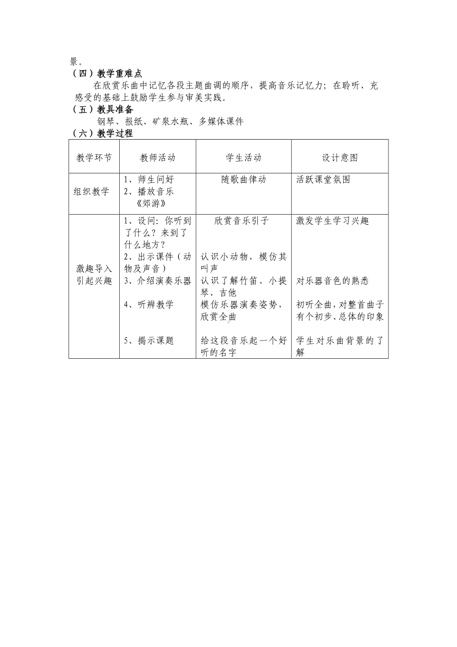 四年级下册音乐教案-5 《森林的歌声》 ︳人音版 （五线谱）(2).doc_第2页