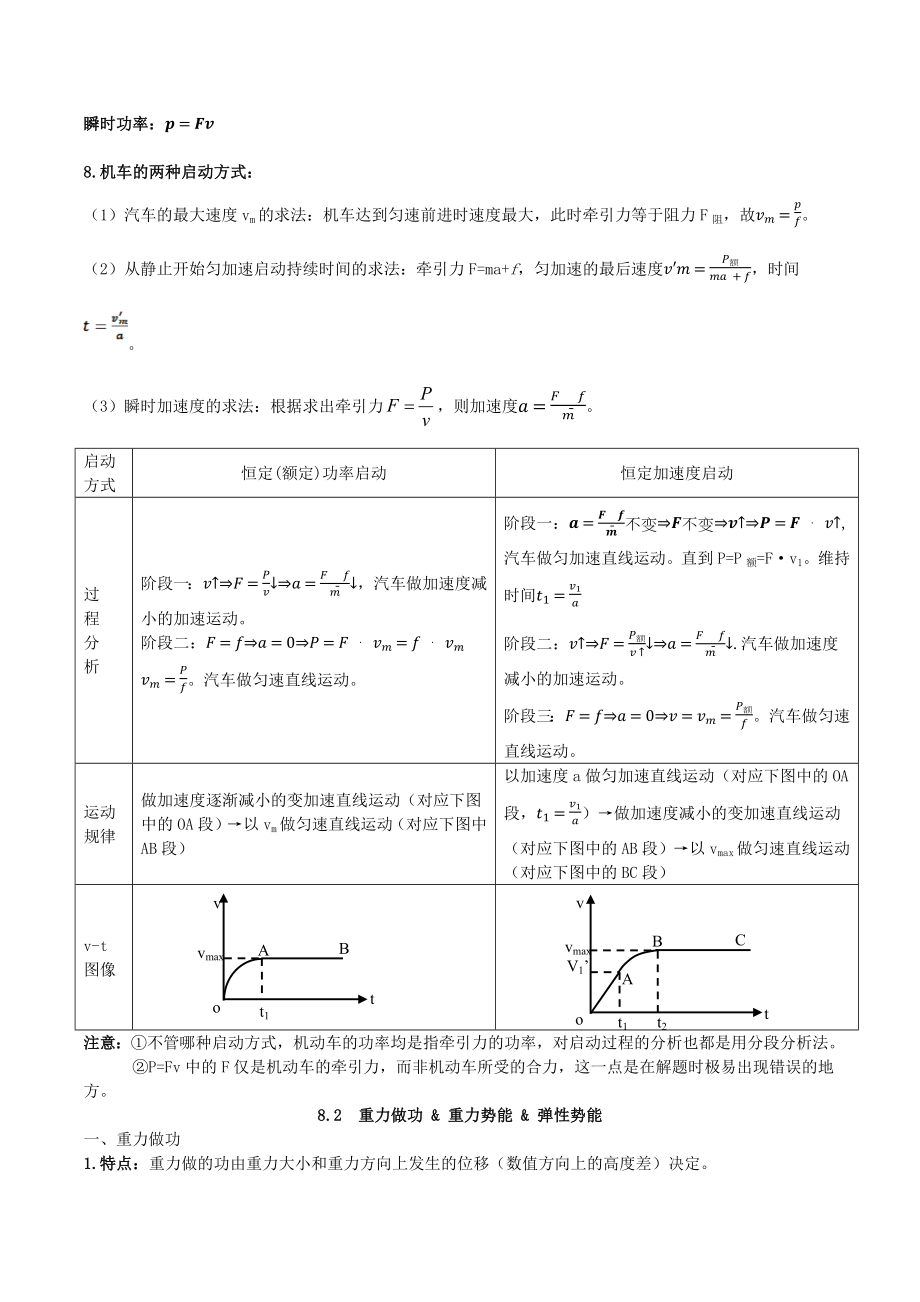 2022新人教版（2019）《高中物理》必修第二册第八章 机械能守恒定律 知识点梳理.docx_第2页