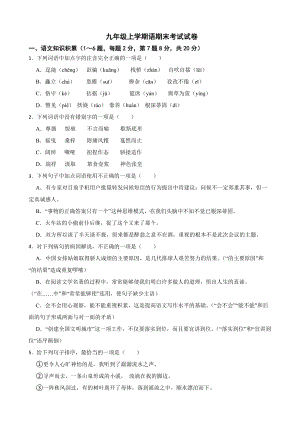 云南省玉溪市江川区2022年九年级上学期语期末考试试卷含答案.pdf