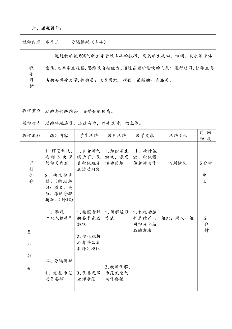 体育与健康人教版六年级全一册（水平三）三羊分腿腾跃教学设计.doc_第2页