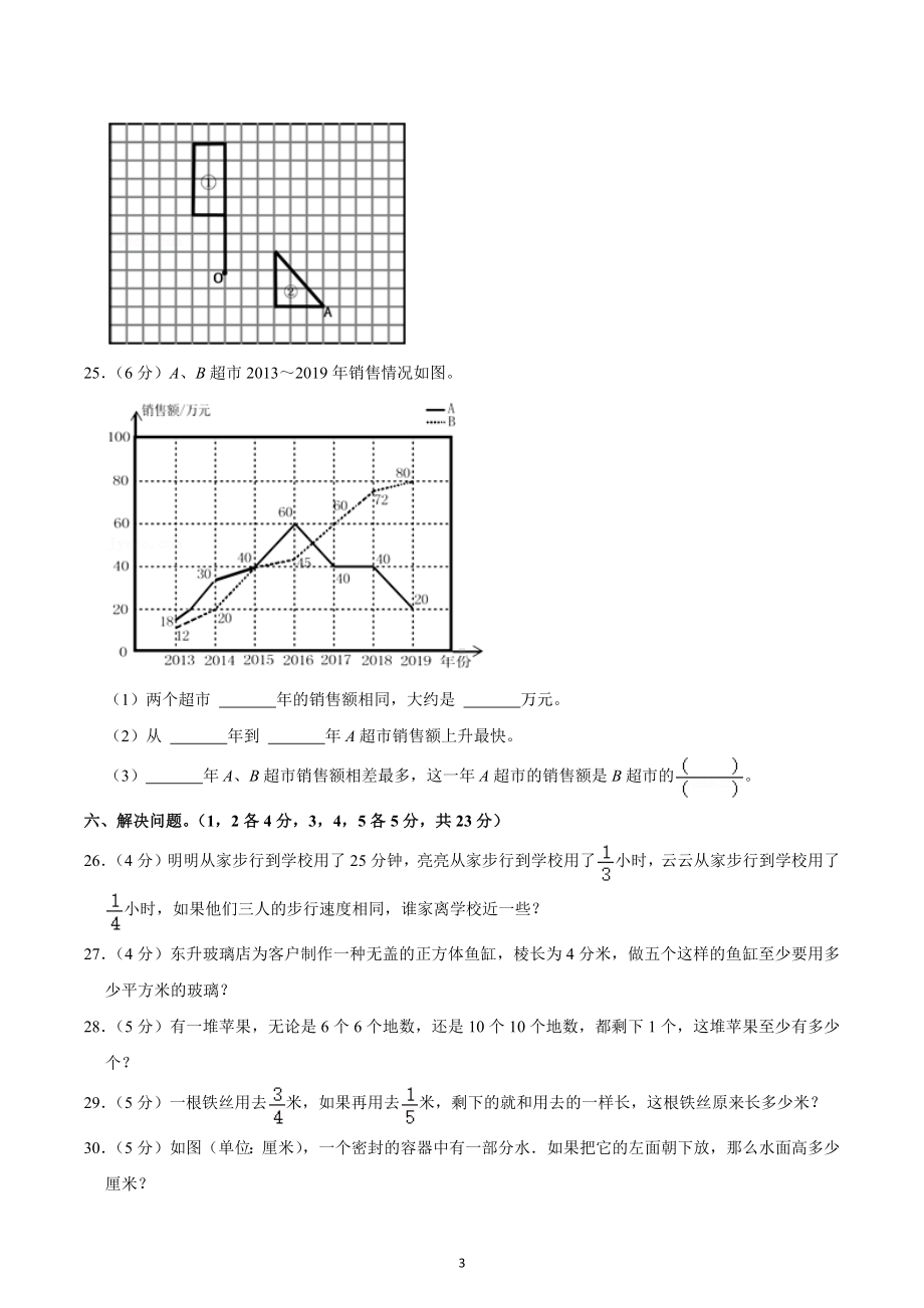 2021-2022学年河南省南阳市淅川县五年级（下）期末数学试卷.docx_第3页