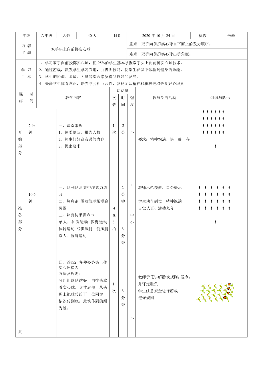 体育与健康人教版六年级全一册双手头上掷实心球教案设计.doc_第2页