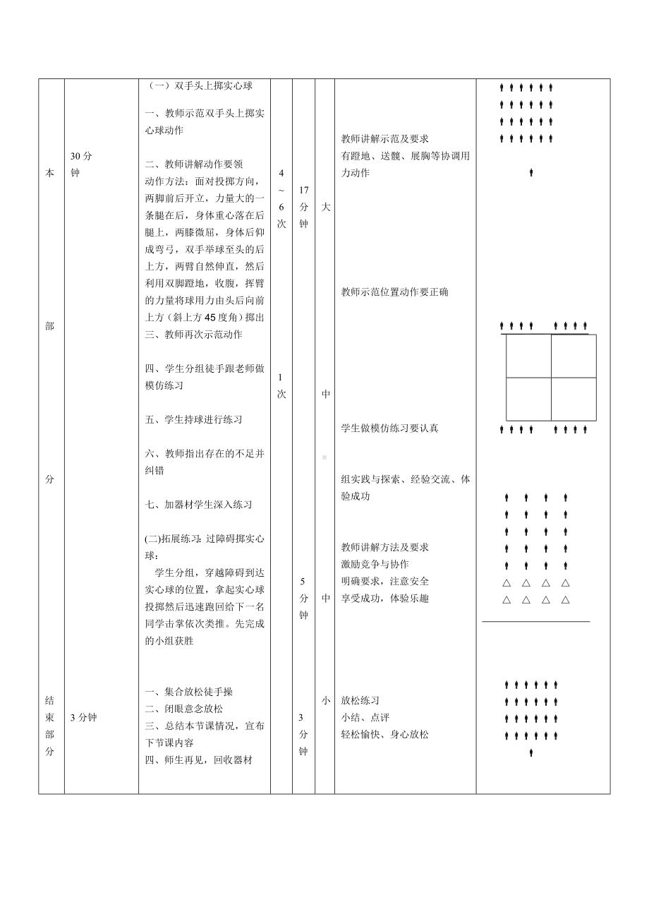 体育与健康人教版六年级全一册双手头上掷实心球教案设计.doc_第3页