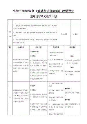 体育与健康人教版五年级-《篮球行进间运球》教学设计.docx