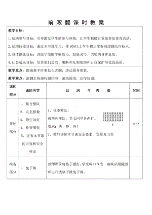 体育与健康人教版四年级-前滚翻课时教案.doc