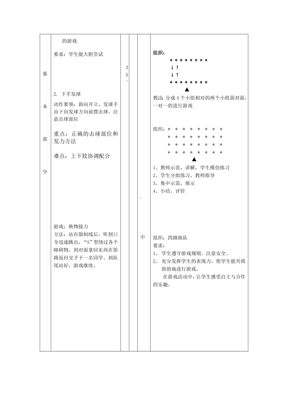 体育与健康人教版六年级全一册体育教案排球-下手发球教案.doc_第3页