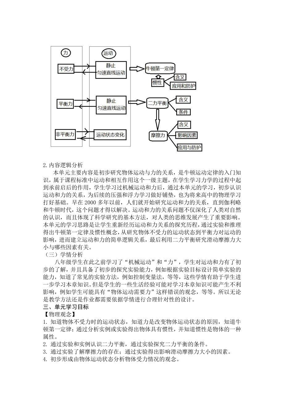 人教版八年级下物理《运动和力》优秀单元作业设计.pdf_第2页